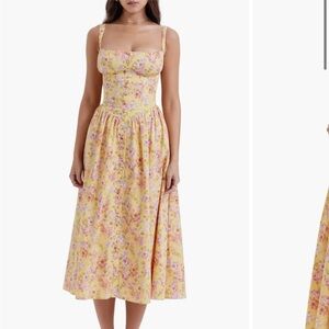 House of CB Tatiana Corset Dress | Yellow Floral